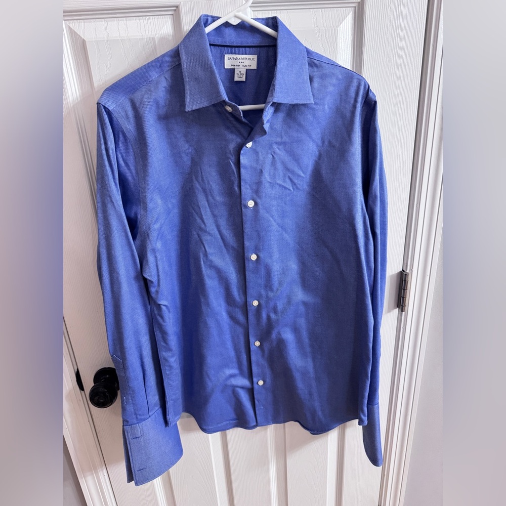 Banana Republic Non-Iron Slim Fit Blue Dress Shirt